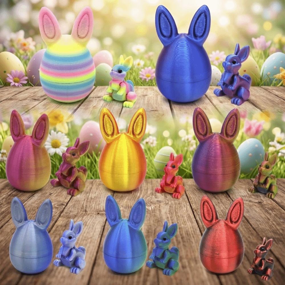 Creative 3D Printed Rabbit Egg PLA Cute Mini Bunny Surprise Egg Joint Movable Colorful Easter 3D Printed Home Decoration