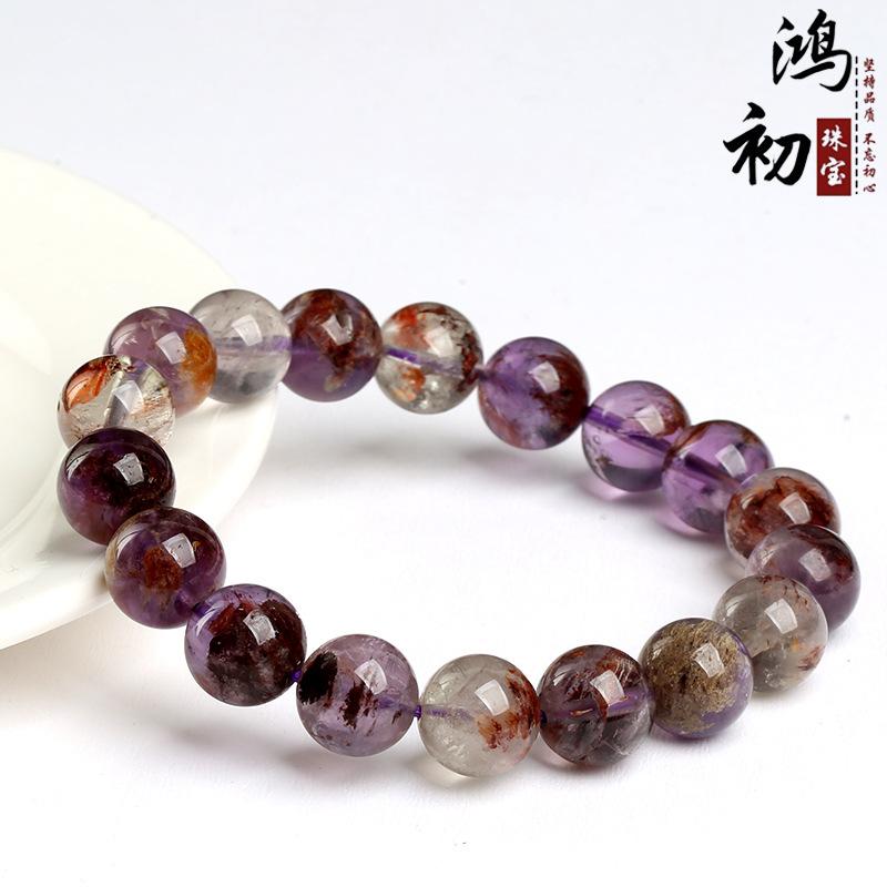 Браслет из натурального фиолетового фантомного кварца Hongchu Crystal Модный браслет Фиолетовая Аврора