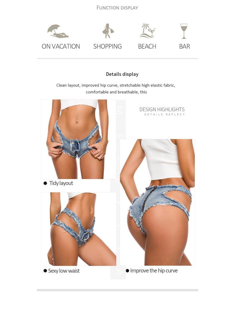 Осенние женские рваные джинсовые шорты с низкой талией