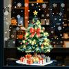 Festive Party Supplies Christmas Tree Static Window Sticker, Waterproof PVC Decal, Watercolor Home Holiday Accents Snowflake Glass Clings for