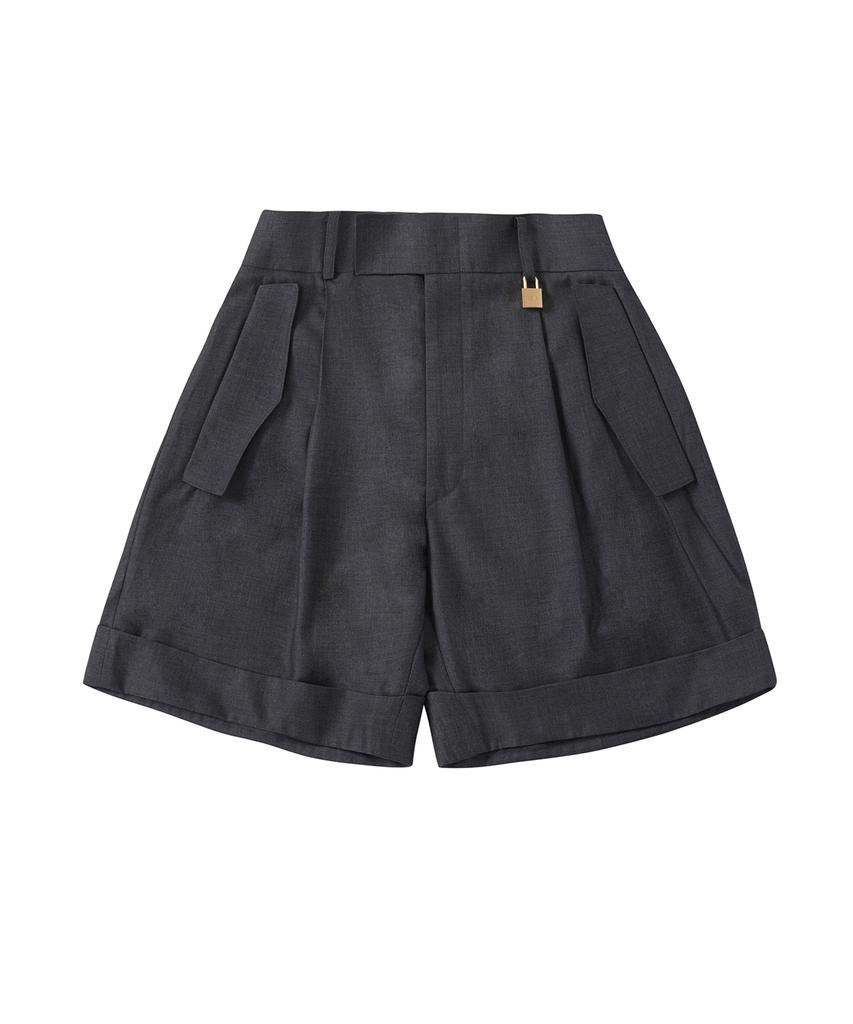 SEOKEY Gray Semi-Wide Shorts (Unisex)