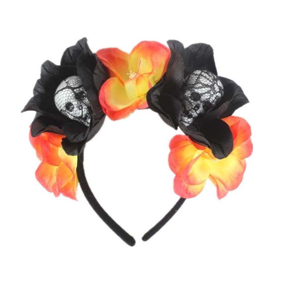 Rose Flower Crown Halloween Skull Hair Hoop Halloween Flower Hairbands Kids/Children
