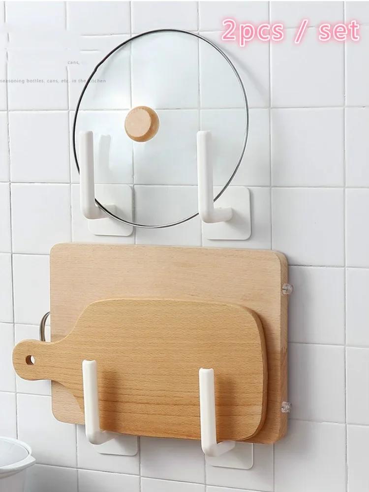 2 шт./комплект пластиковой кухонной полки для хранения, подставки для кастрюль, разделочной доски, пластиковой упаковочной пленки, держателя для туалетной бумаги