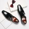 Retro Business Formal Men's Leather Shoes Genuine Leather Shoes Monk Buckle Shoes
