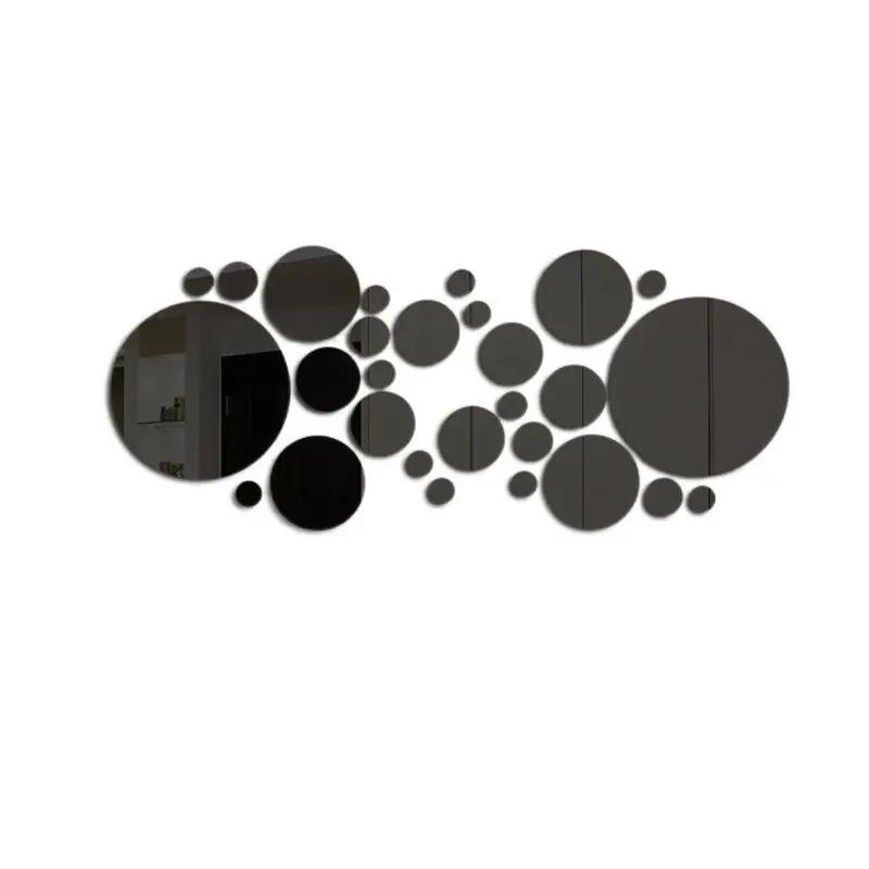 26/32pcs 3D Acrylic Mirror Wall Sticker, Round Mirror, DIY Bedroom, Bathroom and TV Background Room Sticker Wall Decoration