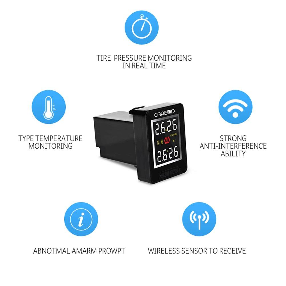 U912 Tire Pressure Monitor System TPMS Real Time Tracking Temperature Pressure 4 Internal or