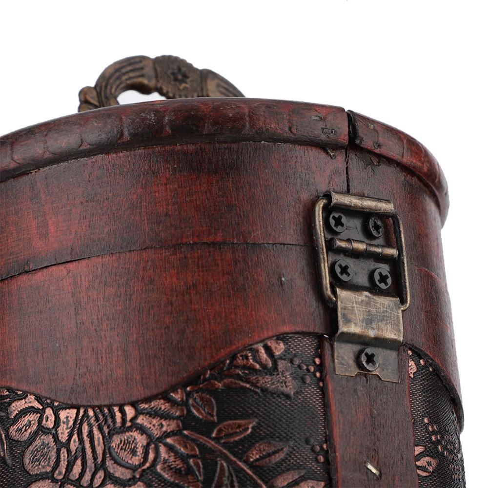 Wooden Vintage Wine Box Round Wine Storage Box Flasks Wine Gift Box  Decorative Case