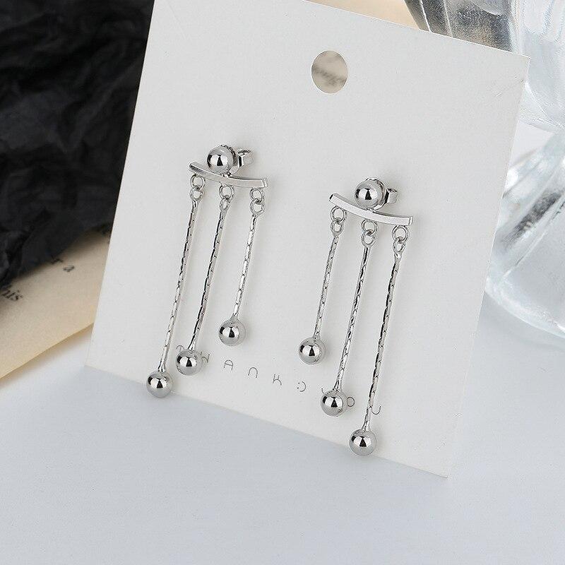 Серьги-гвоздики из стерлингового серебра 925 пробы с кисточками и бусинами для пирсинга для женщин и девочек, модные корейские украшения для вечеринок Pendientes eh279