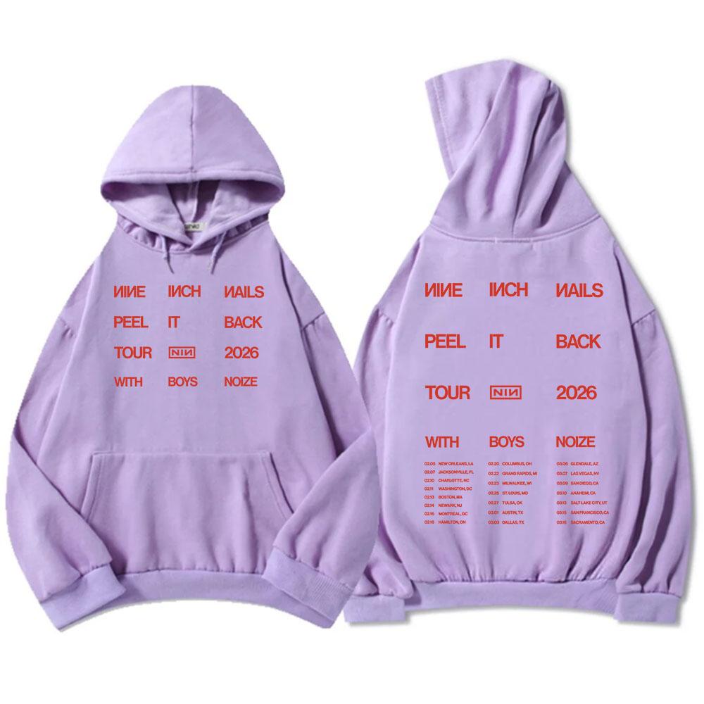 Nine Inch Nails Peel It Back 2026 Tour Hoodies NIN Rock Band Graphic Print Sweatshirts Long Sleeve Winter Hooded Pullovers