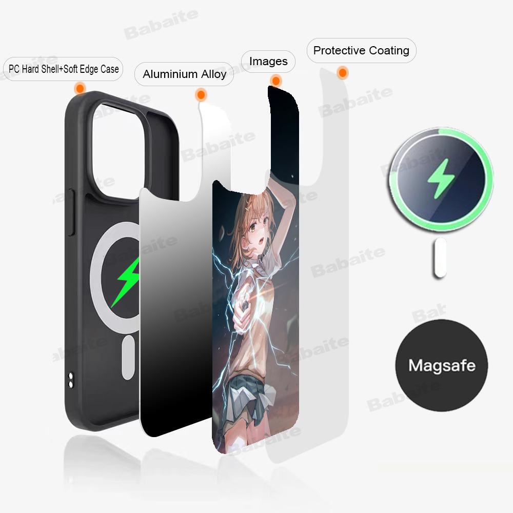 Аниме М-Мисака Микото Милый Чехол для Телефона Магнитный Чехол Для IPhone 16 14 13 12 11 15 Pro Max Plus Для Magsafe Беспроводная Зарядка Чехол