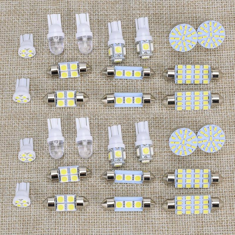 Universal 28Pcs Car Truck Interior Front Rear White LED Bulb Kit For Dome Map Door Glove Box License Plate Brake Lamp Light