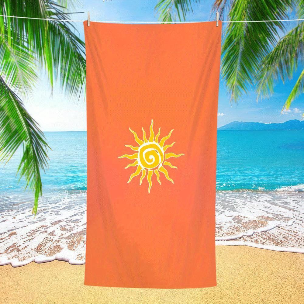 Оранжевое пляжное полотенце Sun Print – 2D-печать, микрофибра против песка, быстросохнущее – Для пляжа, бассейна, отпуска и в подарок