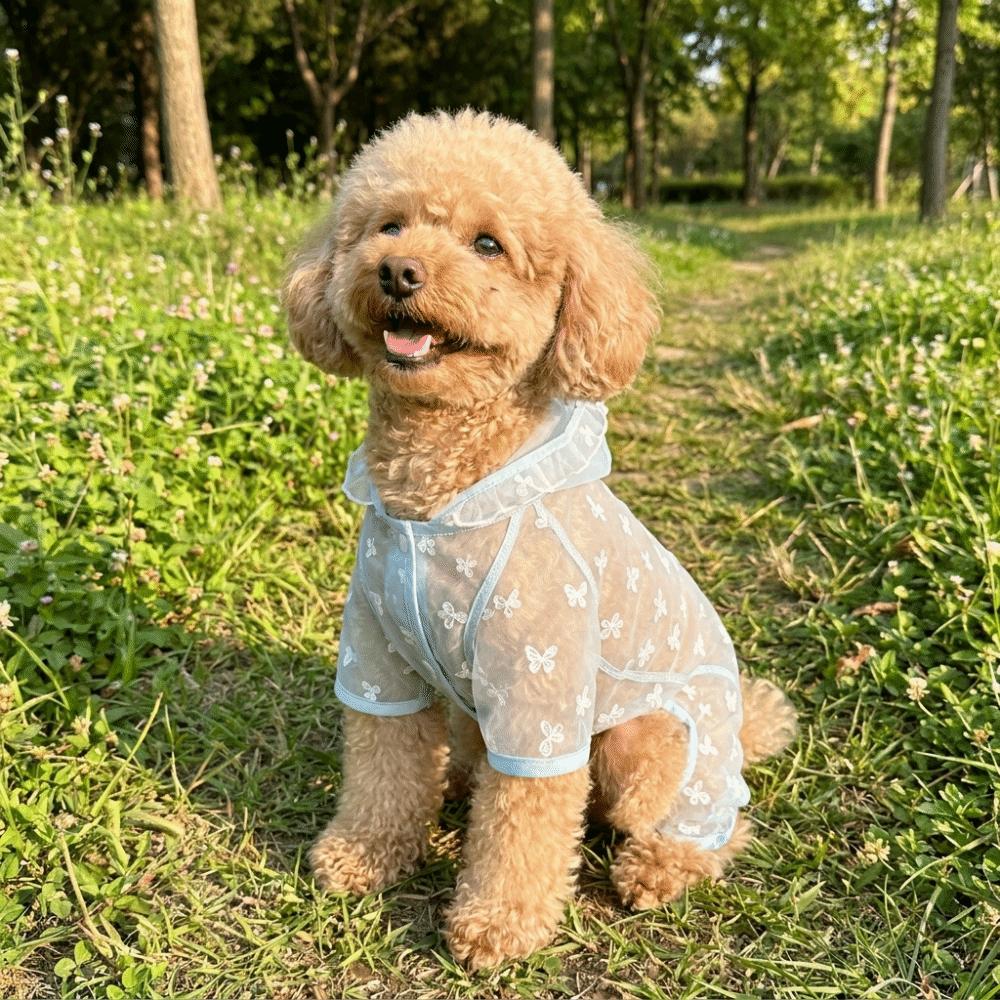 Thin Breathable Dog Sunscreen Clothes Butterfly Pattern Dog Cooling Jumpsuit Summer Season