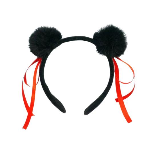 Повязка на голову для взрослых, плюшевая повязка на голову с декором из ленты, праздничный косплей, головной убор для девочек, праздничный костюм, подарок