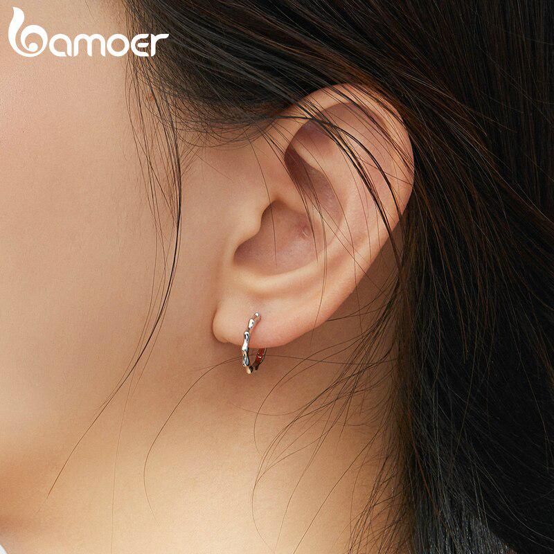 Круглые серьги-кольца Bamoer из натурального стерлингового серебра 925 пробы, женские минималистичные кружевные серьги с узором макраме Brincos