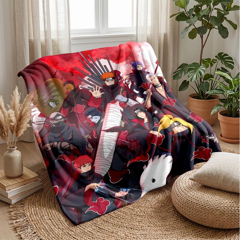 Naruto Printed Flannel Blanket Skin Friendly Warm Decorative Throw for Indoor Couch Bed Daily Use