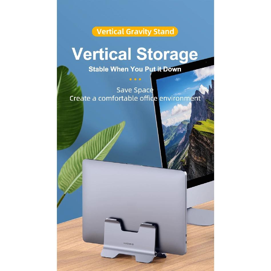 Hagibis Vertical Laptop Stand Desktop Gravity Holder Aluminum Notebook Dock Space-Saving for MacBook/Surface/HP/Dell/Chrome Book