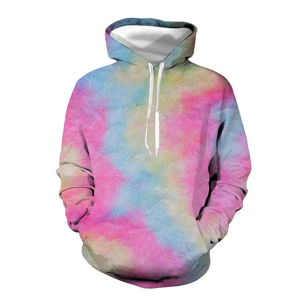 Унисекс полиэстер 3D цифровой принт тай-дай длинный рукав завязка свободная толстовка женская однотонная большая толстовка с капюшоном бархат