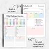 Блокнот-планировщик 75 целей 'Мягкий вызов', 75 простых трекеров 'Мягкий вызов', журнал-планировщик, редактируемый набор