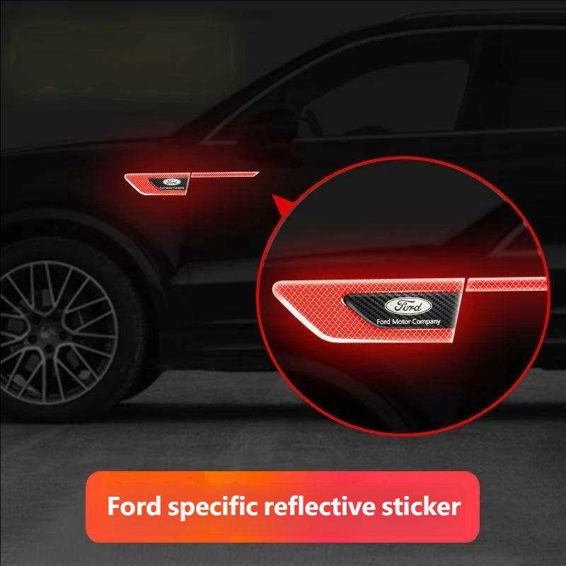 XJGE5 Car Door Reflective Sticker Safety Warning Reflector Tape For Ford ST Fusion Transit Ecosport Exterior Decal Accessories Guard
