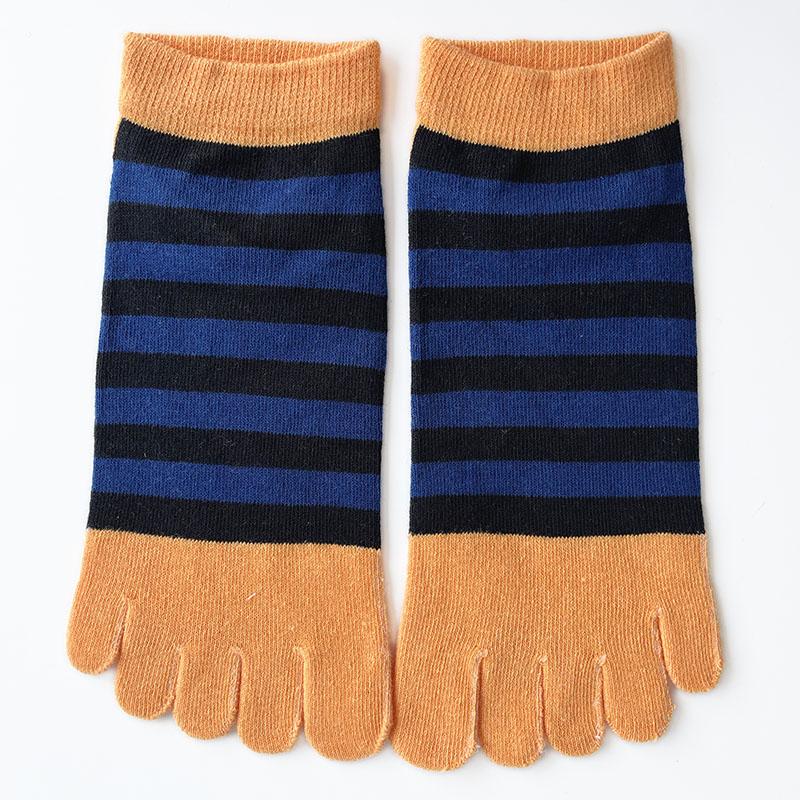 1/5 Pairs Men Ankle Toe Socks Pure Cotton Striped Bright Color Anti-Bacterial Breathable Boat Five Finger Socks Boy 4 Seasons