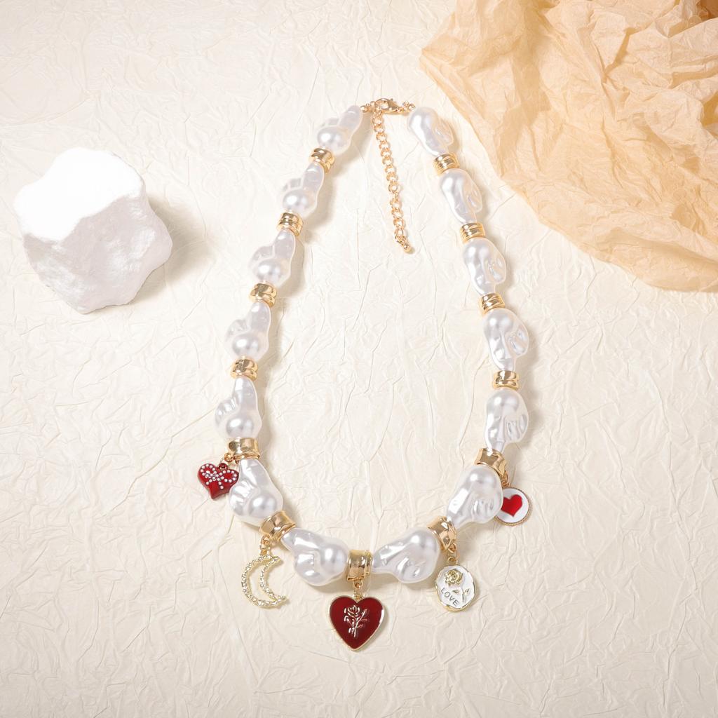 Простое, модное и свежее, нишевый дизайн, имитация жемчуга, сплав, капающая любовь, геометрическая подвеска, повседневное ожерелье