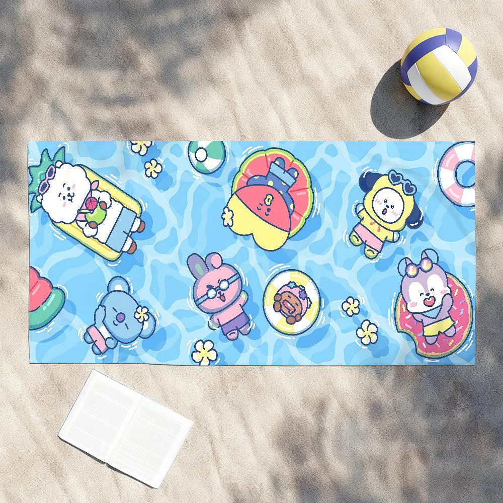 Мультяшное милое B-BT 21 Полотенце Сушилка Банное полотенце Подходит для Легкого плавания Кемпинга Йоги Пляжа Наружу