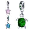 New Blue Green Pink Tortoise Dangle Charm Bead Fit Original Fashion Bracelet Pendant Diy Jewelry For Women