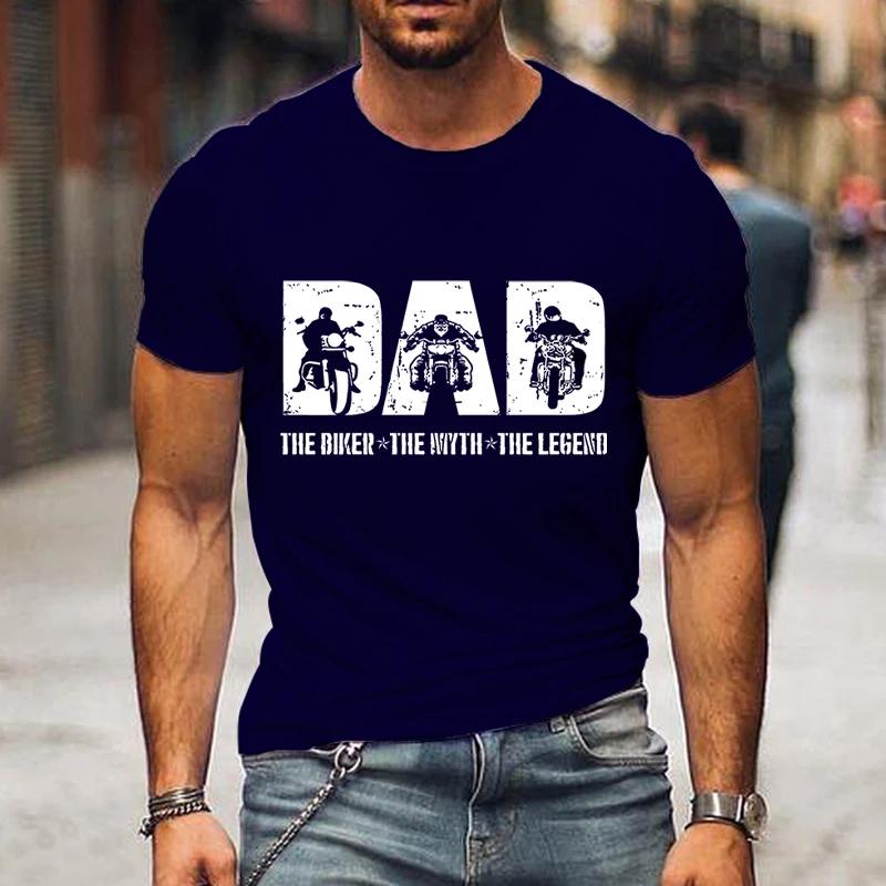 Мужская футболка Dad The Biker The Print Летние топы Футболки Мужские черные модные футболки Harajuku День отца с круглым вырезом Футболка Street