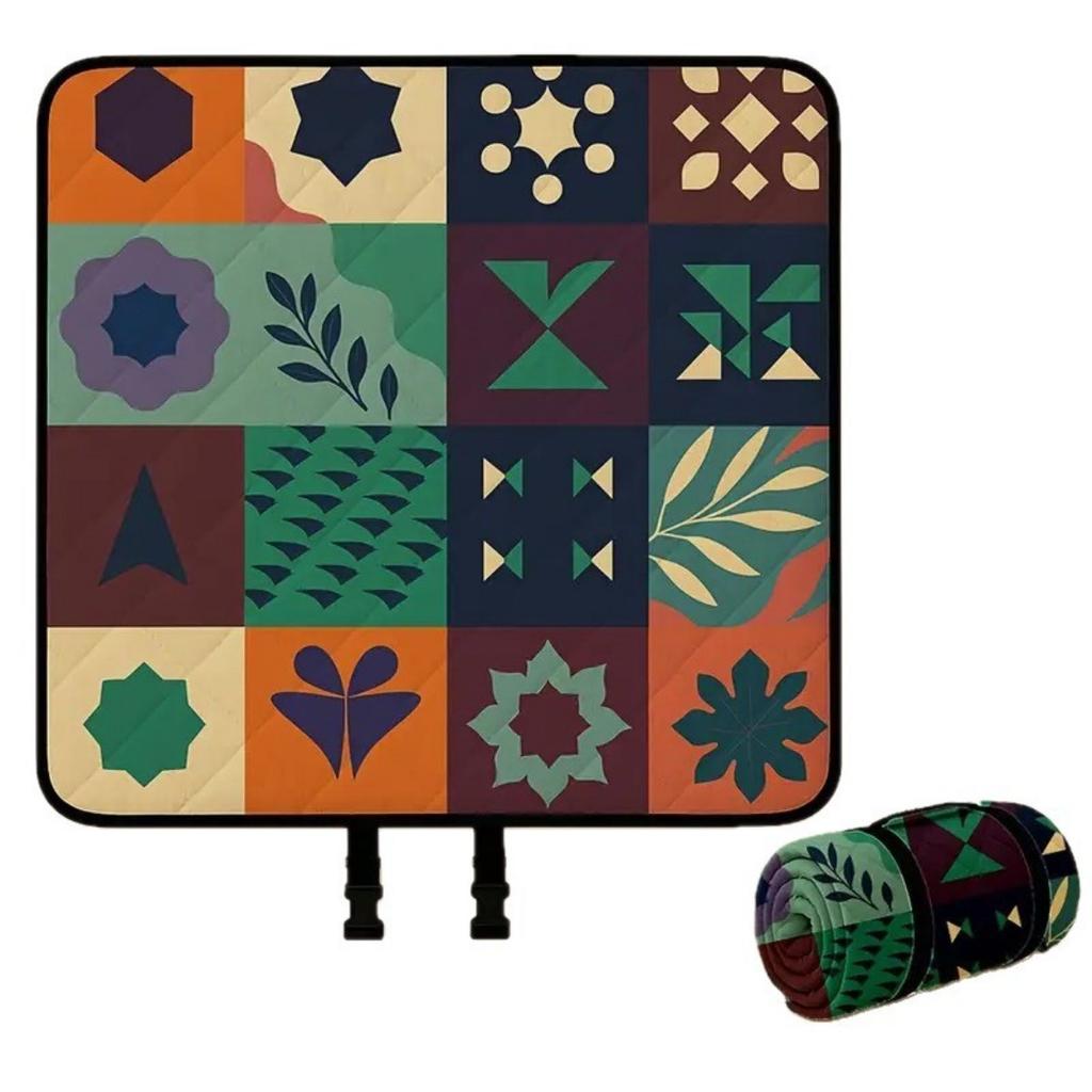 Очень большой коврик для пикника на открытом воздухе 200*200 - Толстый и прочный трехслойный дизайн, Нескользящий и складной коврик для кемпинга, пляжа, вечеринки во дворе - Легко чистить