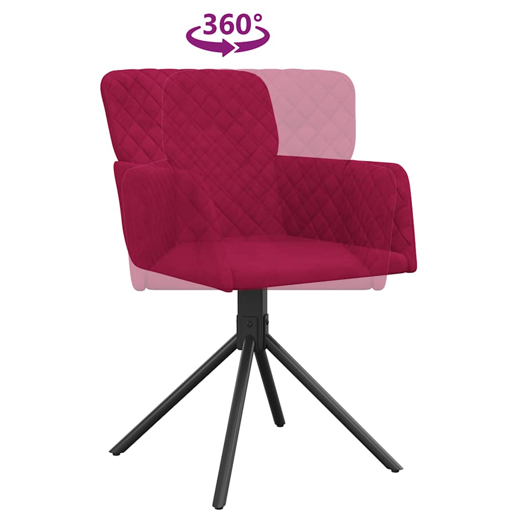 Dining Room Chairs 2 pcs Swivel Burgundy Velvet