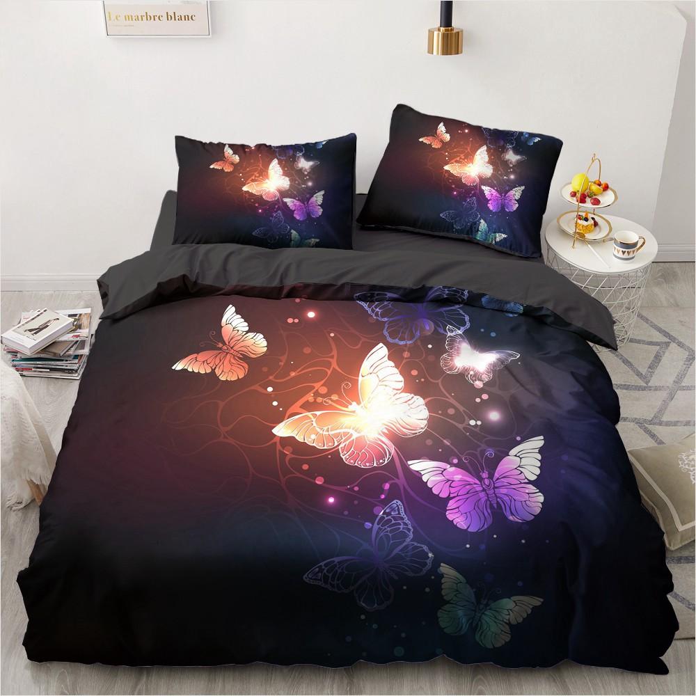3D Digital Printing Custom Bedding Set,Twin Full Queen King,Blanket/Quilt/Duvet Cover Set Black Golden Butterfly Bedclothes