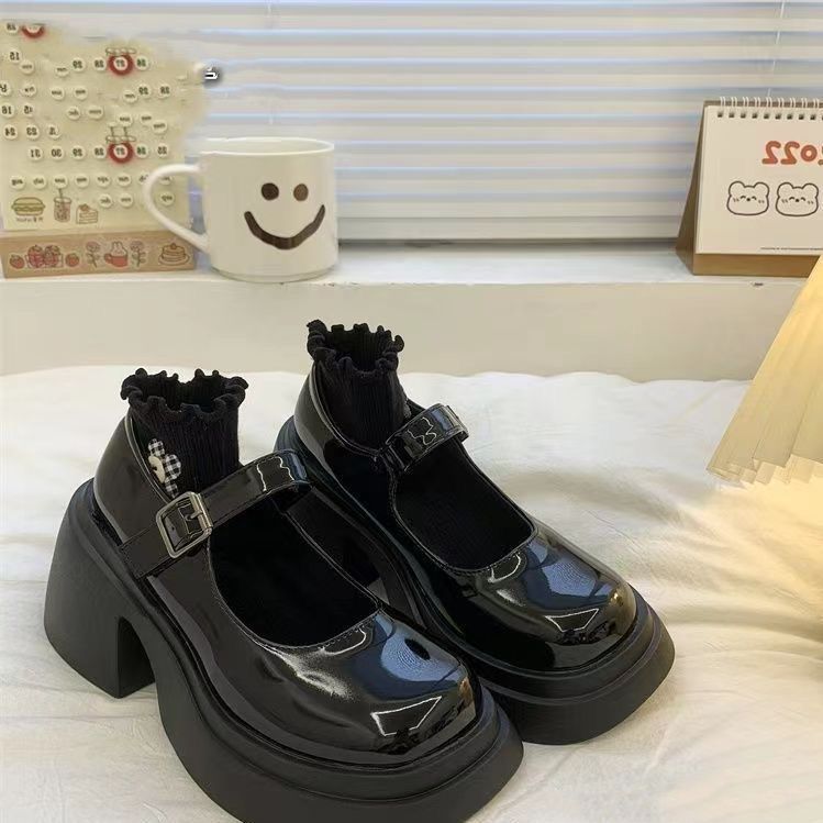 Retro Solid Color Platform Loafers Women's 2025 Spring and Summer New Casual British Style Single Shoes Fashion Buckle Small Leather Shoes