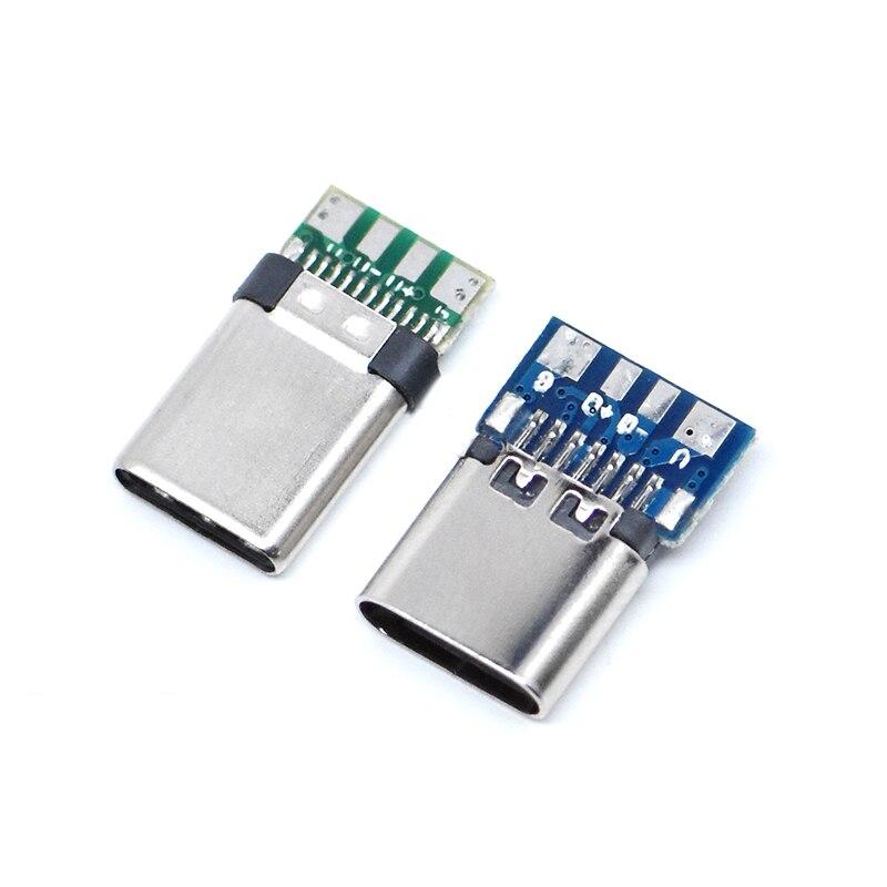 10 шт. разъем USB 3.1 Type-C 24 контакта, адаптер гнезда «папа» / «мама» для припоя проводов и кабелей, плата поддержки 24 контакта