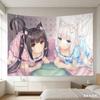 1 шт. Гобелен Nekopara Chocola Vanilla, Милая Девушка-Кошка Настенное Украшение, Полиэстер 2D Печать, Кавайное Аниме Декор Для Спальни, Подарок