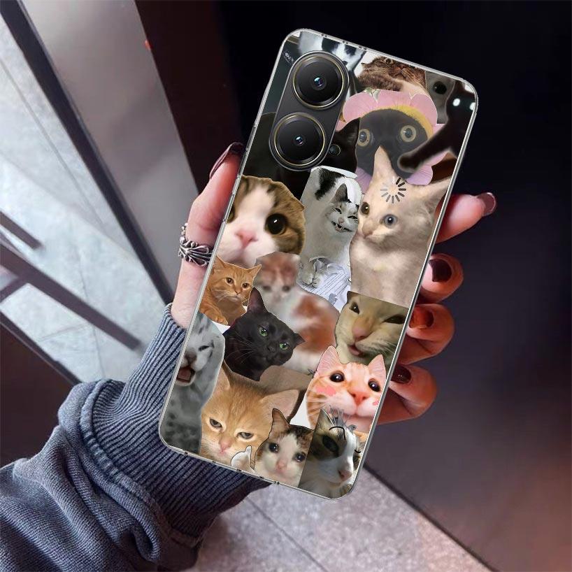 Crying Cat Memes Phone Case For Xiaomi Poco X7 X6 X5 Pro F7 Ultra Redmi 15C 15 13 13C 12 12C 10 10A 10C 9 9A 9C 9T Shell Poco X7