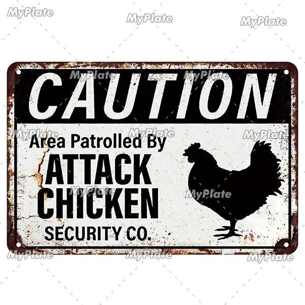 Vintage Chickens Slow Metal Sign Tin Sign Decoration Plaque Home Wall Decor Bar Sign Home Decor Poster Drop Shipping