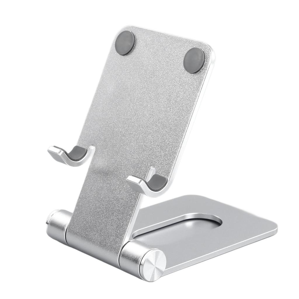 Foldable Aluminum Alloy Cell Phone Holder Folding Desktop Cell Phone Holder Stand for Desk Silver