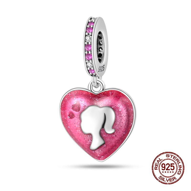 925 стерлингового серебра розового циркония бусины сердцебиение шармы подходят 925 оригинальные браслеты DIY ювелирные украшения подарки на день святого валентина