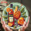 D Flat APEROL SPRITZ Коктейль Тематическое Алюминиевое Металлическое Настенное Искусство Круглое Ярко-Оранжевое Зеленое Цитрусовое Исполнение Подарок Бармену