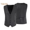 Мужской жилет с V-образным вырезом без рукавов однобортный пиджак однотонный карманный дизайн осенне-зимний деловой жилет