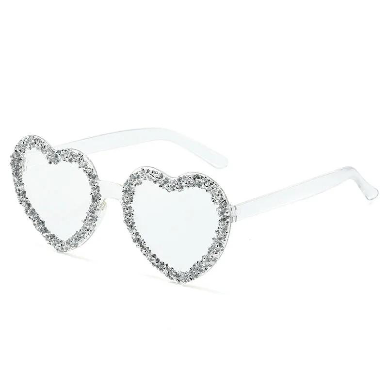 Популярные солнцезащитные очки Y2K Vintage Love Heart для женщин и мужчин, роскошные дизайнерские солнцезащитные очки Punk Diamond Candy Pink Party Shades