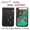 Jingyuqin 433mhz ID46 PCF7947 Chip Smart Car Key Card for Renault Megane II Scenic II Grand Scenic 2003 2004 2005 2006 2007 2008 3 Buttons Remote