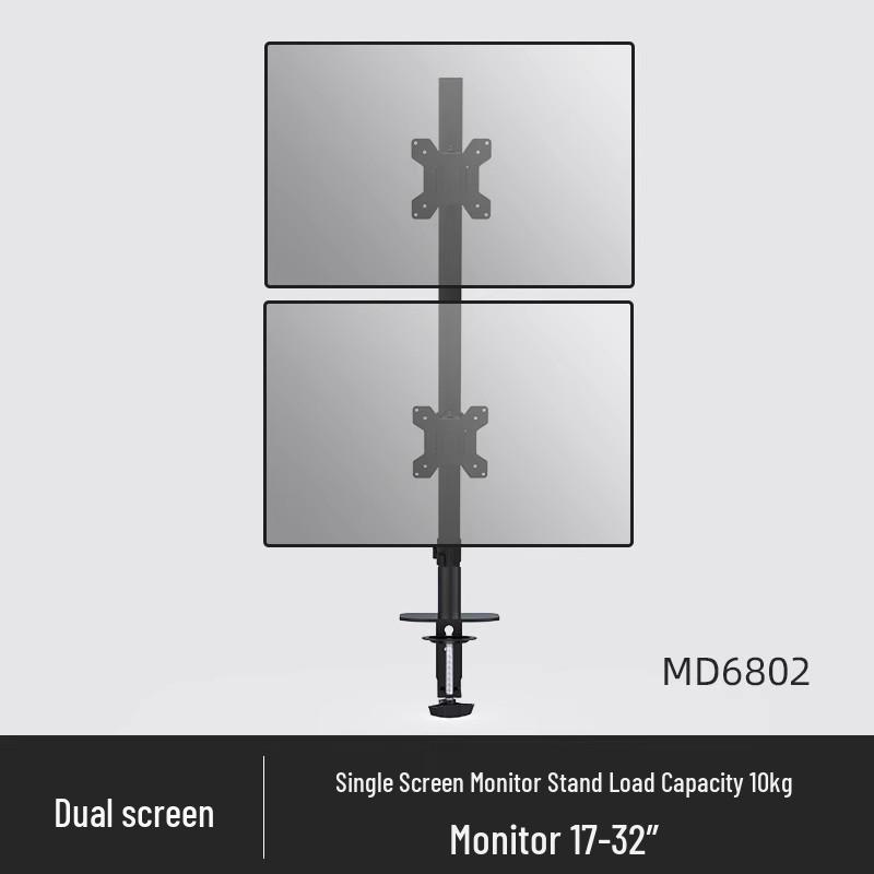 No-Drill Dual Screen Desktop Monitor Stand with Pneumatic Retractable Arm