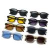 Ins Popular Fashion Square Sunglasses Women Retro Rivets Yellow Blue Shades UV400 Men Sun Glasses