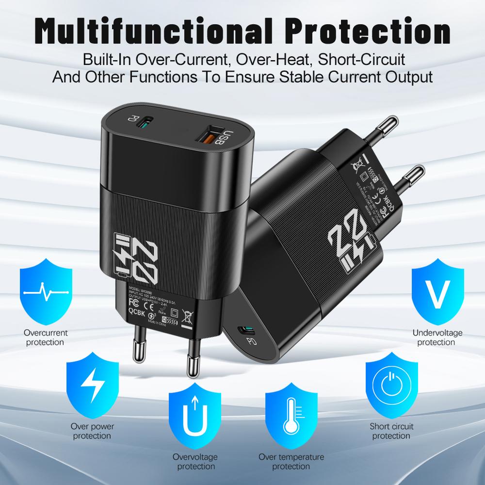 Зарядное устройство USB Type C 20 Вт Зарядное устройство для быстрой зарядки Адаптер питания Quick Charge QC 3.0 для iPhone 15 14 Pro Samsung Xiaomi Зарядное устройство для телефона