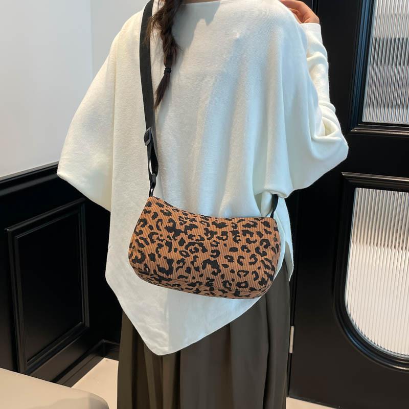 Ladies Corduroy Shoulder Bag With Letter Print Compact Crossbody For Casual Travel