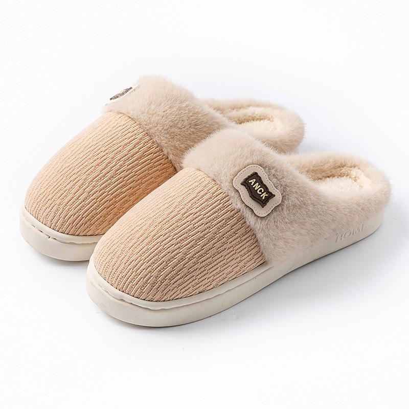 Cotton Slippers Autumn and Winter Indoor Home Thick Bottom Velvet Warm Couple Hair Slippers