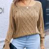 Autumn and Winter Women's Casual Square Neck Staple Button Twist Knit Pullover Sweater