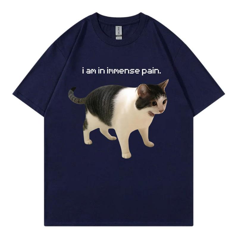 I An In Imunisexse Pain Screaming Cat Meme Graphic T Shirts High Street Fashion Trend Tshirt Unisex Casual Loose Cotton Tshirts